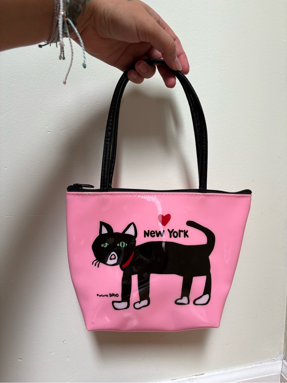 Mark Tertro Pink Cat Graphic Mini Tote Bag - New York